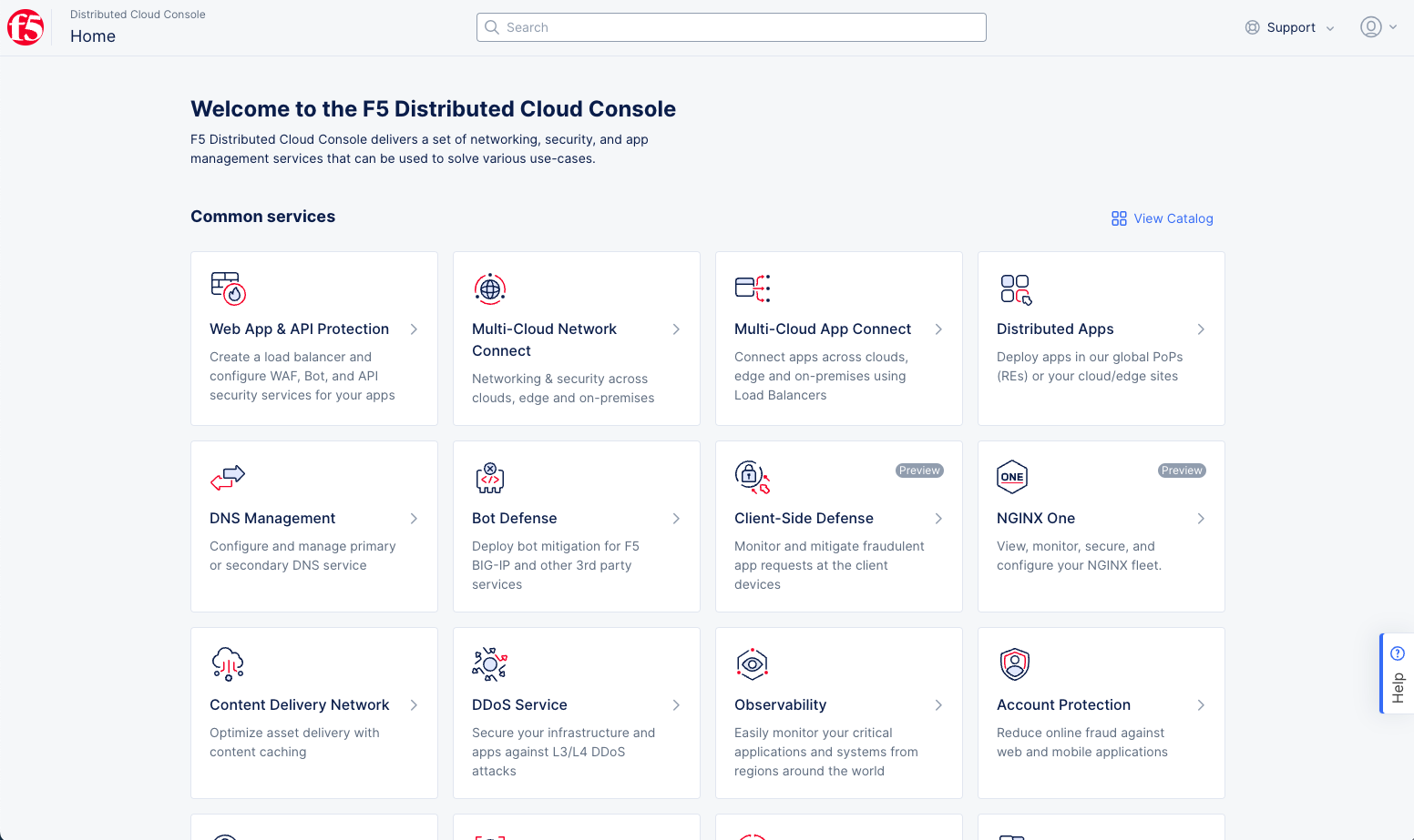Figure: Home Page Common Services