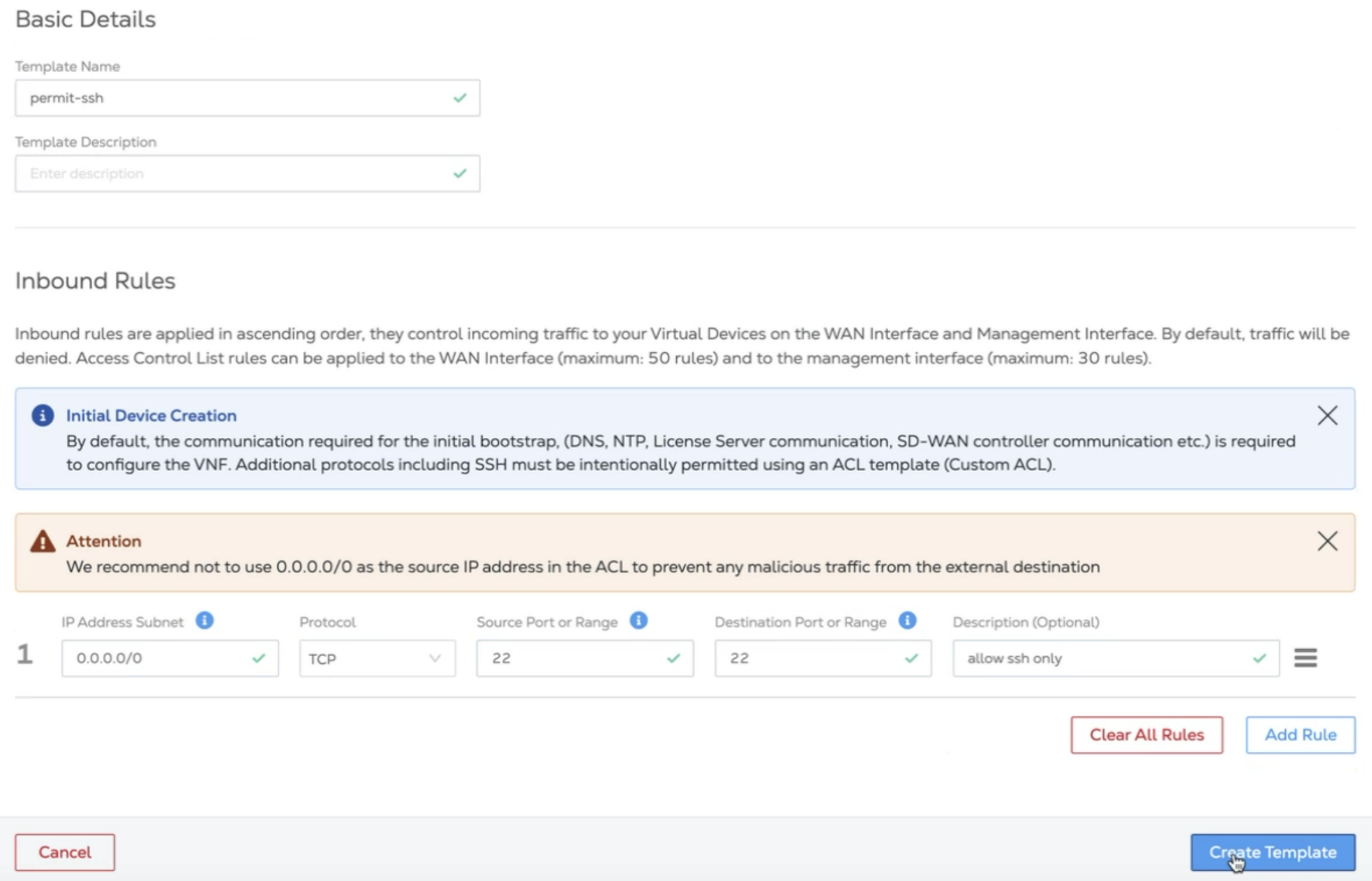 Figure: Inbound Rules