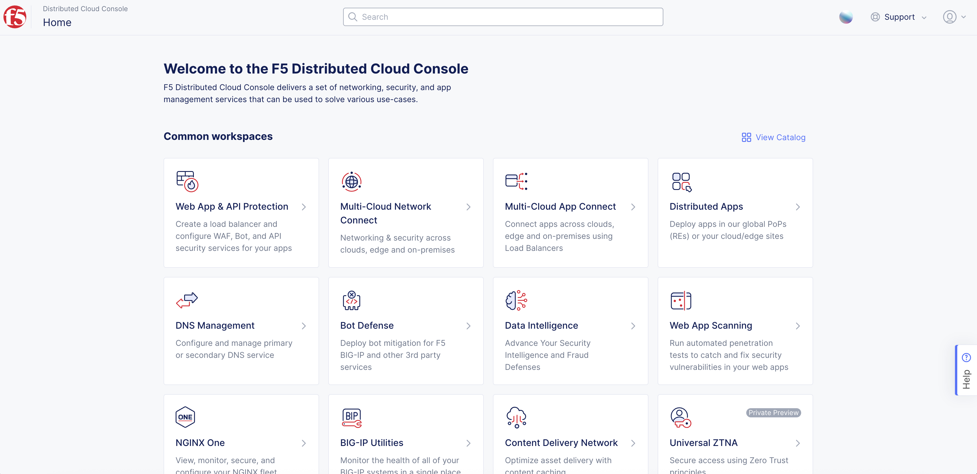 Figure: F5 Distributed Cloud Home Page