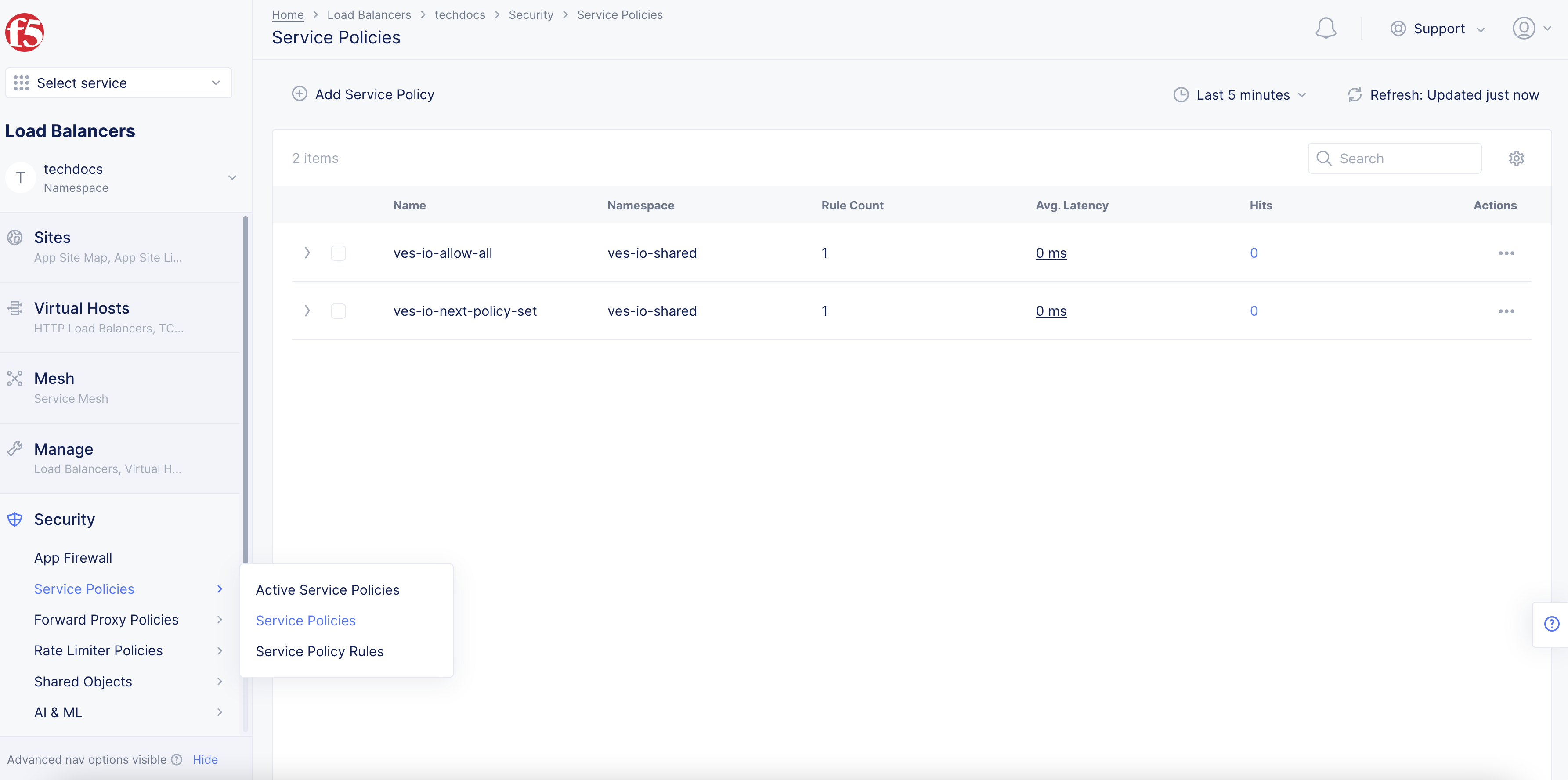 Figure: Service Policy